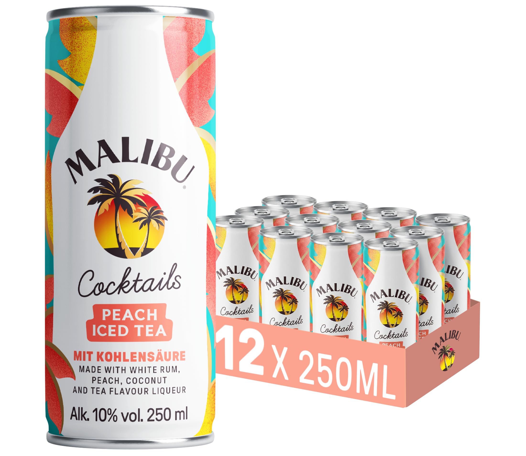 malibu-peach-iced-tea-kokos-rum-10-vol-12x0-25l-dose-ready-to-drink image 1