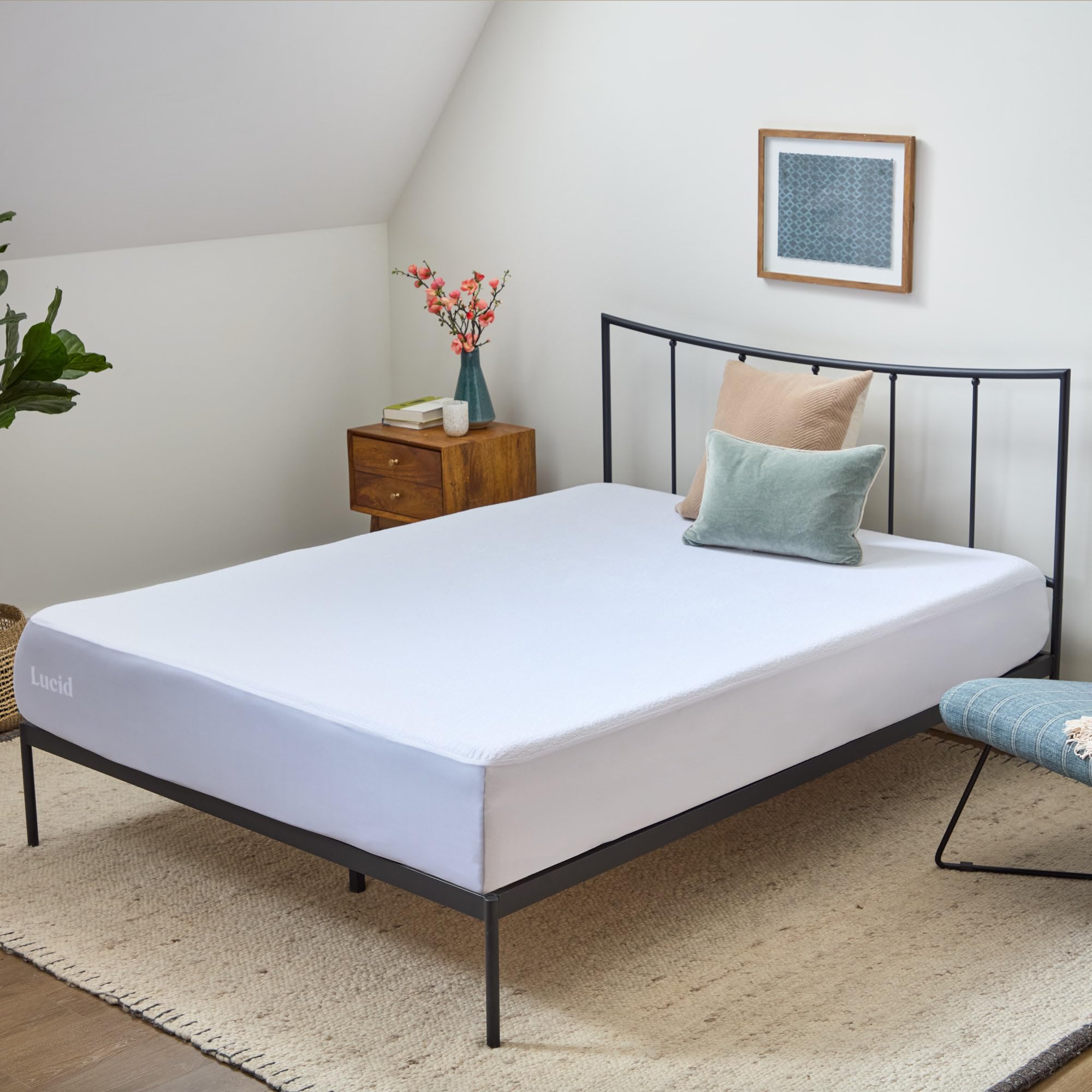 lucid-matratzenschoner-wasserdicht-baumwoll-frottee-wei-doppelbett image 2