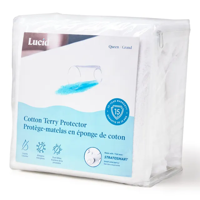 lucid-matratzenschoner-wasserdicht-baumwoll-frottee-wei-doppelbett image 1