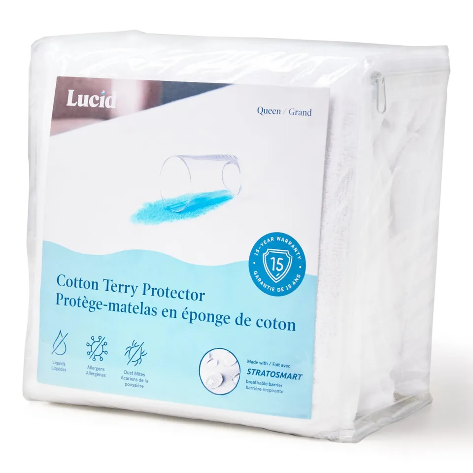 lucid-matratzenschoner-wasserdicht-baumwoll-frottee-wei-doppelbett image 1