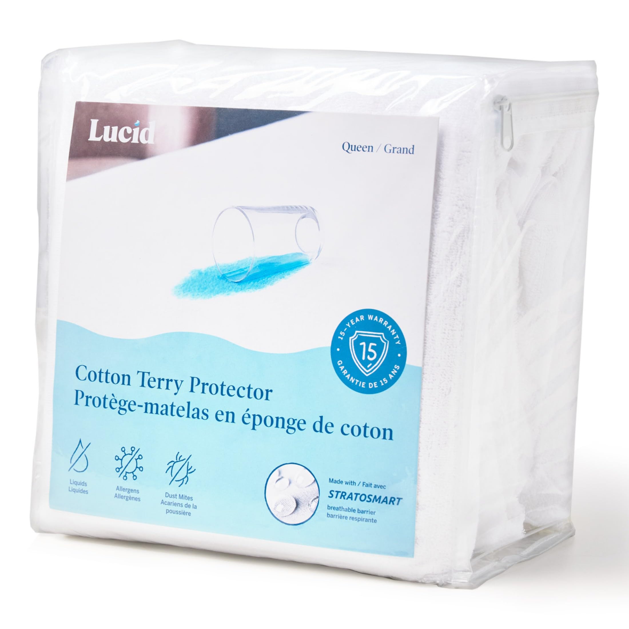 lucid-matratzenschoner-wasserdicht-baumwoll-frottee-wei-doppelbett image 1